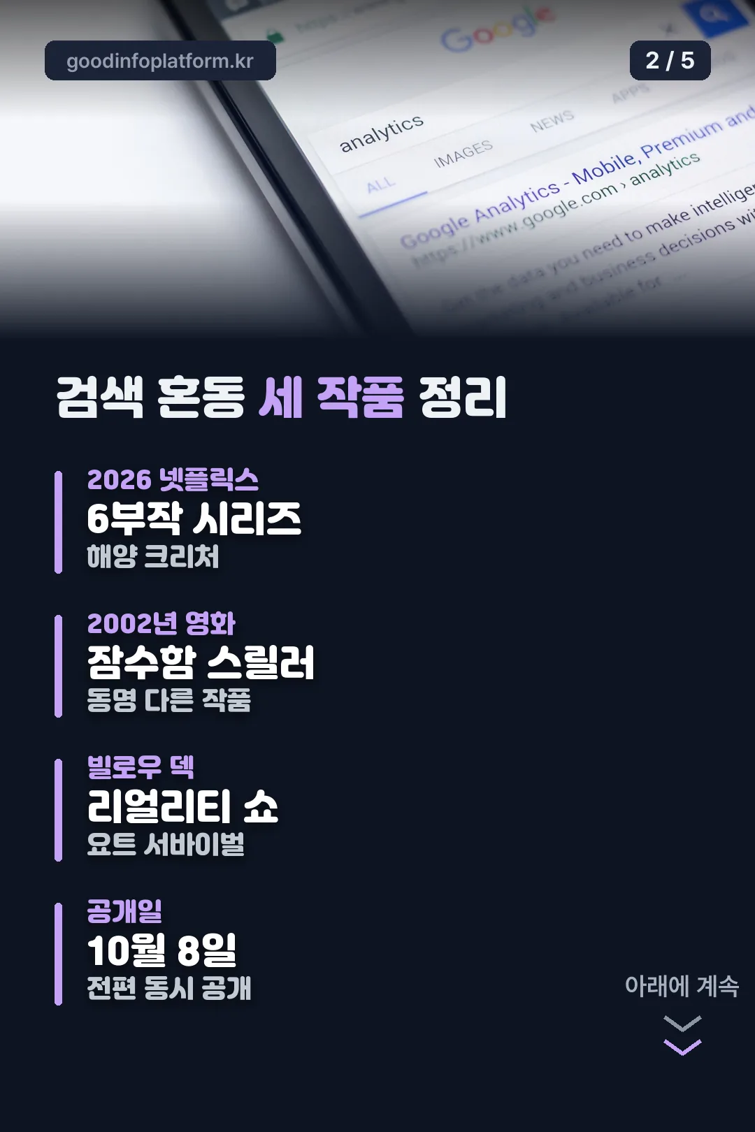검색 혼동 세 작품 구분